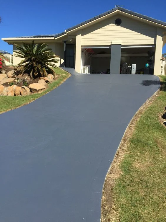 Long driveway had cleaning , repairs and finally  sealed & painted a charcol color